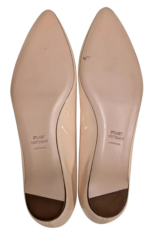 Stuart Weitzman - Cream Patent Leather Pointed-Toe Flats Sz 5