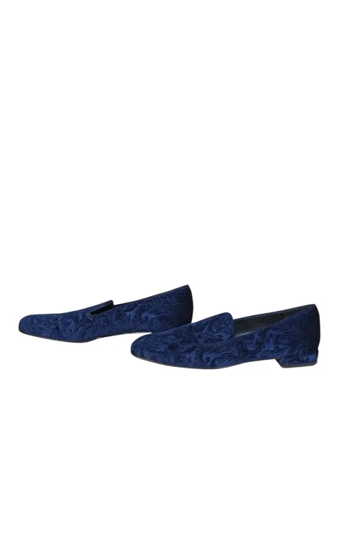 Stuart Weitzman - Dark Blue Velvet Brocade Loafers Sz 7.5