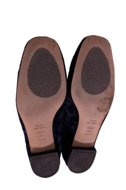 Stuart Weitzman - Dark Blue Velvet Brocade Loafers Sz 7.5