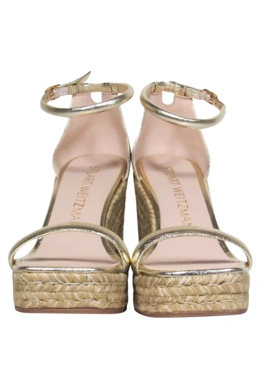Stuart Weitzman - Gold Espadrille Wedge Heels Sz 9.5