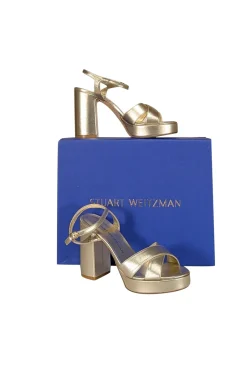 Stuart Weitzman - Gold Leather Platform Heels Sz 6.5
