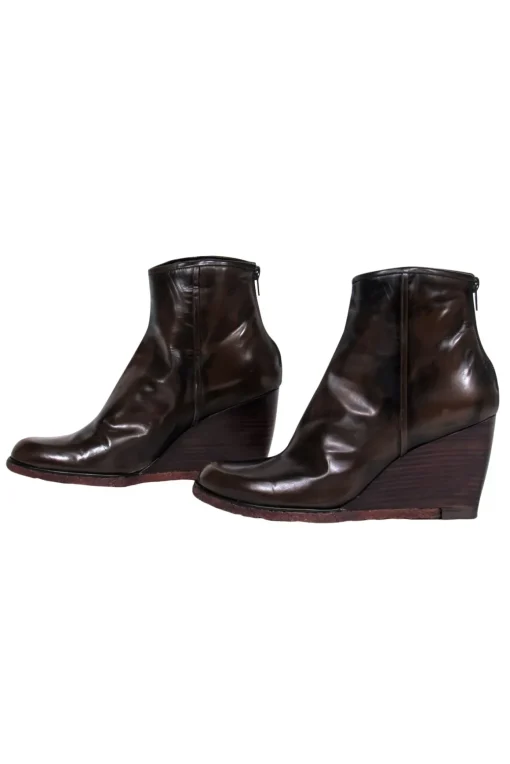 Stuart Weitzman - Walnut Marbled Leather "Rho" Ankle Booties Sz 9