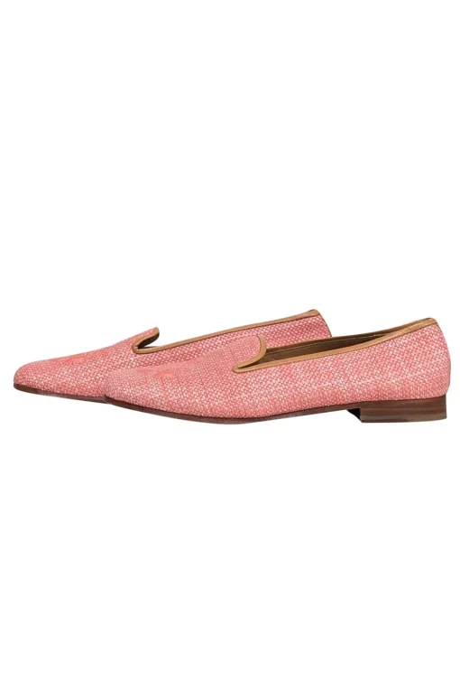 Stubbs & Wootton - Pink Woven Embroidered Toe Flats Sz 6.5
