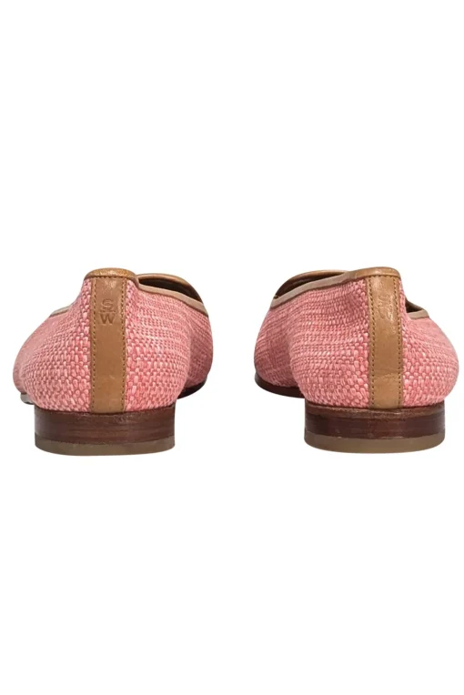 Stubbs & Wootton - Pink Woven Embroidered Toe Flats Sz 6.5