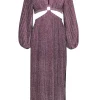 Suboo - Mauve Sparkle Balloon Sleeve Maxi Dress w/ Side Cutouts Sz S