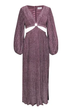 Suboo - Mauve Sparkle Balloon Sleeve Maxi Dress w/ Side Cutouts Sz S