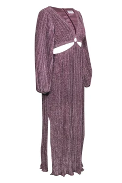 Suboo - Mauve Sparkle Balloon Sleeve Maxi Dress w/ Side Cutouts Sz S