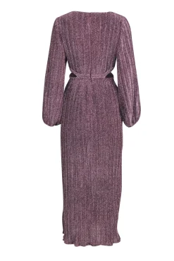 Suboo - Mauve Sparkle Balloon Sleeve Maxi Dress w/ Side Cutouts Sz S