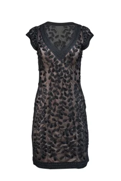 Sue Wong - Black Lace Beaded V-Neckline Dress Sz 6