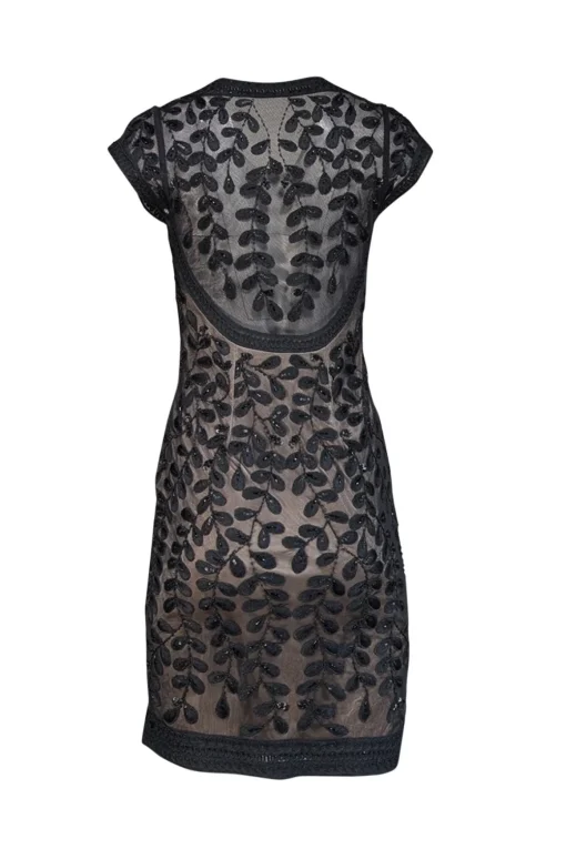 Sue Wong - Black Lace Beaded V-Neckline Dress Sz 6