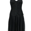Sue Wong - Black Pleated Drop Waist Swing Dress Sz 8