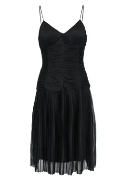 Sue Wong - Black Pleated Drop Waist Swing Dress Sz 8