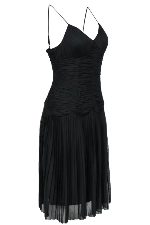 Sue Wong - Black Pleated Drop Waist Swing Dress Sz 8