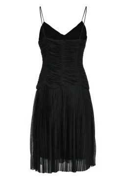 Sue Wong - Black Pleated Drop Waist Swing Dress Sz 8