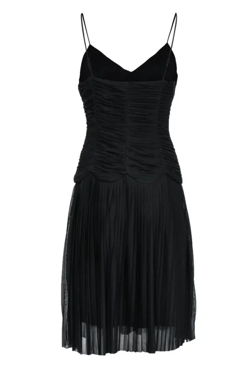 Sue Wong - Black Pleated Drop Waist Swing Dress Sz 8