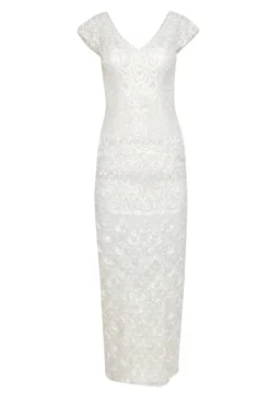 Sue Wong - Embellished White Lace Cap Sleeve Gown Sz 0