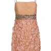 Sue Wong - Pale Pink Sheath Dress w/ Floral Appliques & Beaded Waist Sz 10