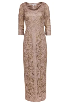 Sue Wong - Taupe Embroidered Lace Gown Sz 4