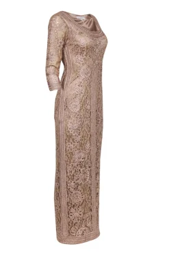Sue Wong - Taupe Embroidered Lace Gown Sz 4