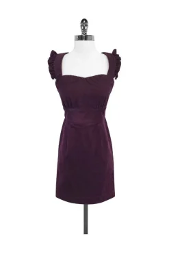Sunner - Maroon Cutout Back Corduroy Dress Sz XS