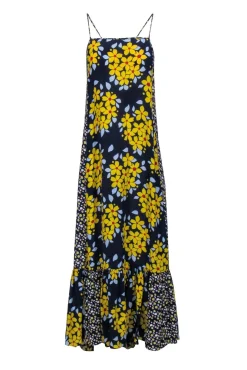 Suno - Navy & Yellow Floral Print Maxi Dress Sz 4