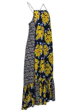 Suno - Navy & Yellow Floral Print Maxi Dress Sz 4