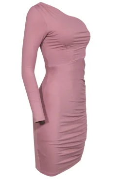 Susana Monaco - Dusty Rose One-Shoulder Ruched Dress w/ Cutout Sz XS