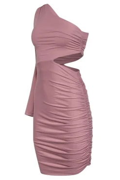 Susana Monaco - Dusty Rose One-Shoulder Ruched Dress w/ Cutout Sz XS