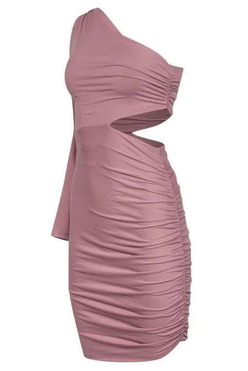 Susana Monaco - Dusty Rose One-Shoulder Ruched Dress w/ Cutout Sz XS
