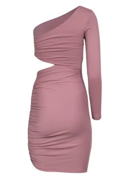 Susana Monaco - Dusty Rose One-Shoulder Ruched Dress w/ Cutout Sz XS