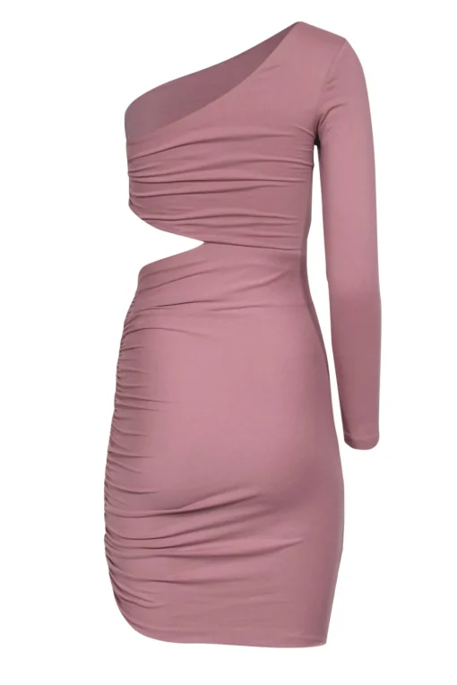 Susana Monaco - Dusty Rose One-Shoulder Ruched Dress w/ Cutout Sz XS