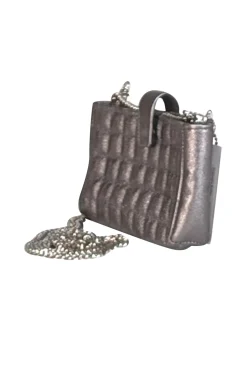 Suzi Roher - Silver Gunmetal Quilted Phone Crossbody Bag