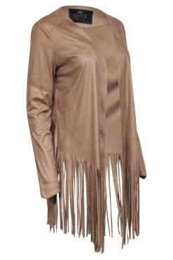 SW3 - Tan Faux Suede Fringe Cardigan Sz M