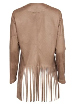 SW3 - Tan Faux Suede Fringe Cardigan Sz M