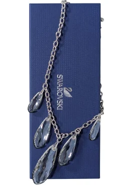 Swarovski - Silver Chain Necklace w/ Large Teardrop Crystals