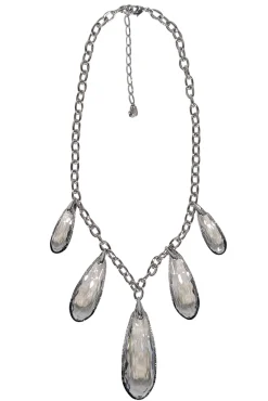 Swarovski - Silver Chain Necklace w/ Large Teardrop Crystals