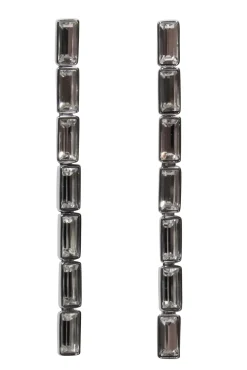 Swarovski - Silver Square Gem Drop Stud Earrings
