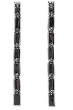 Swarovski - Silver Square Gem Drop Stud Earrings