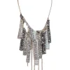 Swarovski - Silver, White, & Gunmetal Fringe Layered Necklace