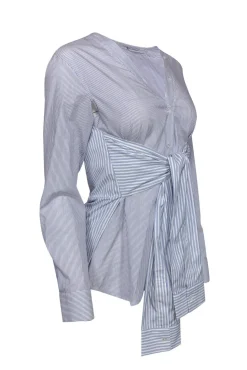 T by Alexander Wang - Blue & White Striped Avant-Garde Blouse Sz 0