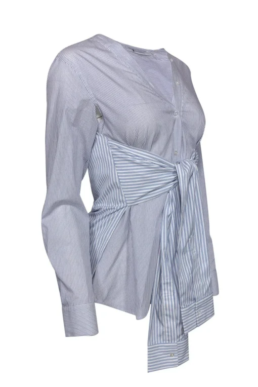 T by Alexander Wang - Blue & White Striped Avant-Garde Blouse Sz 0