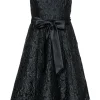 Tadashi - Black Textured Strapless A-Line Dress w/ Tie Belt Sz 4