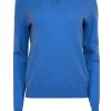 Tahari - Blue Cashmere V-Neck Sweater Sz L