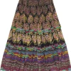 Tanvi Kedia for Anthropologie - Black & Multicolor Paisley Print Tiered Skirt w/ Beading & Sequins Sz 4