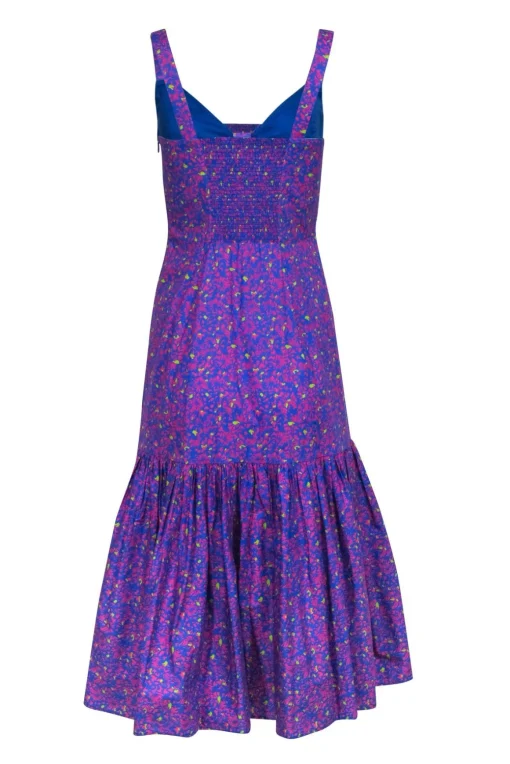 Tanya Taylor - Blue & Pink Floral Print Sleeveless Midi Dress Sz 4