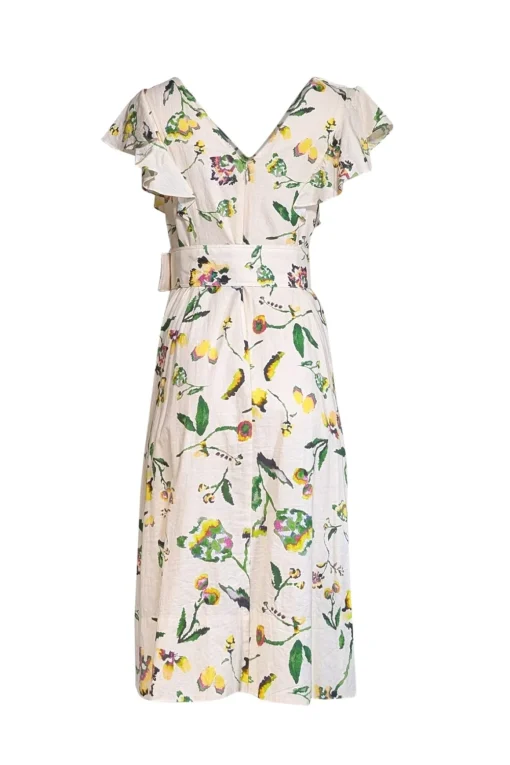 Tanya Taylor - Ivory, Yellow, Green, & Purple Floral Print Dress Sz 6