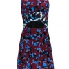 Tanya Taylor - Maroon & Multi Color Print Cut Out Dress Sz 2