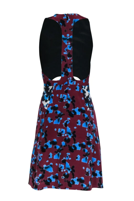 Tanya Taylor - Maroon & Multi Color Print Cut Out Dress Sz 2