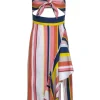 Tanya Taylor - Navy Multicolored Striped Midi Dress Sz 0