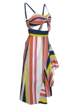 Tanya Taylor - Navy Multicolored Striped Midi Dress Sz 0